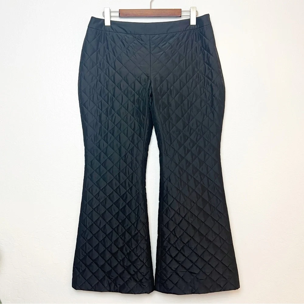 •& OTHER STORIES• Black Flared Quilted Trousers Pant Size 12‎ - Picture 2 of 11